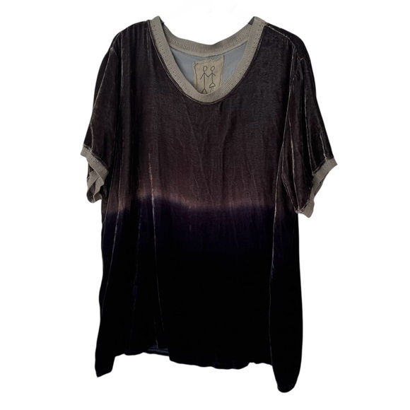 Johnny Was Willa Velvet Blue Green Flutter Short Sleeves Oversized Tee Shirt - Picture 4 of 9